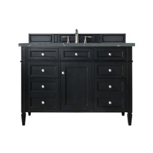 Brittany 48IN Single Vanity Black Onyx w/ 3 CM Parisien Bleu Silestone Top