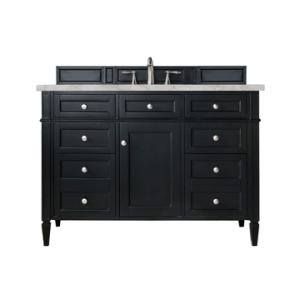 Brittany 48IN Single Vanity Black Onyx w/ 3 CM Victorian Silver Silestone Top