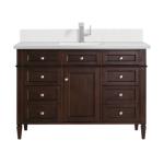 Brittany 48IN Single Vanity Burnished Mahogany w/ Single Hole 3 CM White Zeus Silestone Top & Backsplash