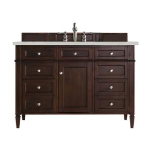Brittany 48IN Single Vanity Burnished Mahogany w/ 3 CM Lime Delight Silestone Top