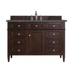 Brittany 48IN Single Vanity Burnished Mahogany w/ 3 CM Parisien Bleu Silestone Top