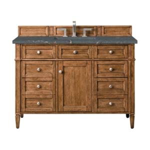 Brittany 48IN Single Vanity Saddle Brown w/ 3 CM Parisien Bleu Silestone Top