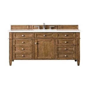 Brittany 48IN Single Vanity Saddle Brown w/ 3 CM White Zeus Silestone Top