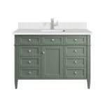 Brittany 48IN Single Vanity Smokey Celadon w/ Single Hole 3 CM White Zeus Top & Backsplash