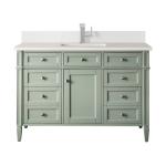 Brittany 48IN Single Vanity Sage Green w/ Single Hole 3 CM White Zeus Silestone Top & Backsplash