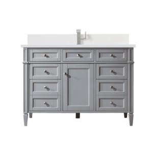 Brittany 48IN Single Vanity Urban Gray w/ Single Hole 3 CM White Zeus Silestone Top & Backsplash
