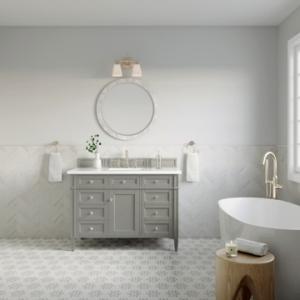 Brittany 48IN Single Vanity Urban Gray w/ 3 CM White Zeus Silestone Top