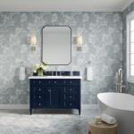 Brittany 48IN Single Vanity Victory Blue w/ 3 CM White Zeus Silestone Top