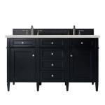 Brittany 60IN Double Vanity Black Onyx w/ 3 CM Lime Delight Silestone Top