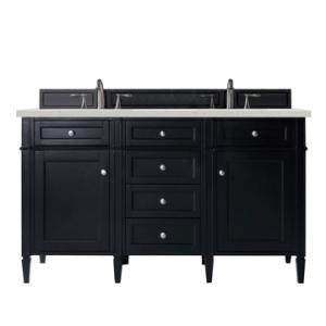Brittany 60IN Double Vanity Black Onyx w/ 3 CM Lime Delight Silestone Top