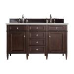 Brittany 60IN Double Vanity Burnished Mahogany w/ 3 CM Lime Delight Silestone Top