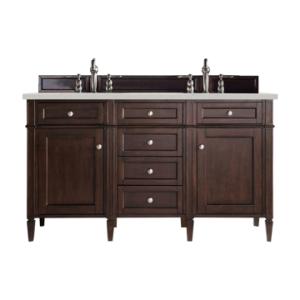 Brittany 60IN Double Vanity Burnished Mahogany w/ 3 CM Lime Delight Silestone Top