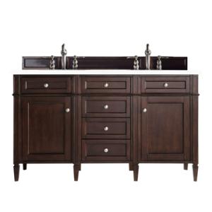 Brittany 60IN Double Vanity Burnished Mahogany w/ 3 CM White Zeus Silestone Top