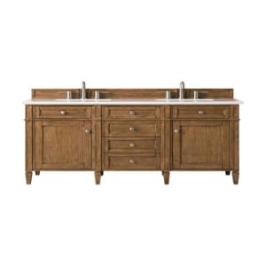 Brittany 60IN Double Vanity Saddle Brown w/ 3 CM White Zeus Silestone Top