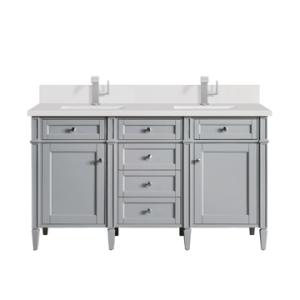 Brittany 60IN Double Vanity Urban Gray w/ Single Hole 3 CM White Zeus Silestone Top & Backsplash