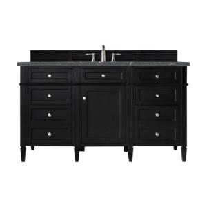 Brittany 60IN Single Vanity Black Onyx w/ 3 CM Parisien Bleu Silestone Top
