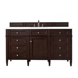 Brittany 60IN Single Vanity Burnished Mahogany w/ 3 CM White Zeus Silestone Top
