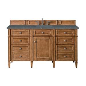 Brittany 60IN Single Vanity Saddle Brown w/ 3 CM Parisien Bleu Silestone Top