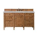 Brittany 60IN Single Vanity Saddle Brown w/ 3 CM Victorian Silver Silestone Top