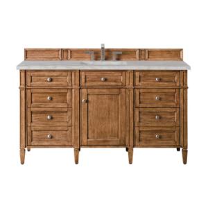 Brittany 60IN Single Vanity Saddle Brown w/ 3 CM Victorian Silver Silestone Top