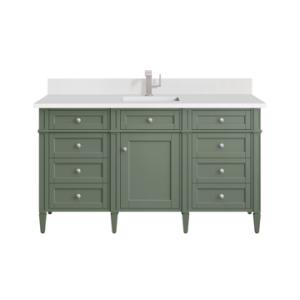 Brittany 60IN Single Vanity Smokey Celadon w/ Single Hole 3 CM White Zeus Top & Backsplash