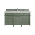 Brittany 60IN Single Vanity Smokey Celadon w/ 3 CM Victorian Silver Top