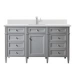 Brittany 60IN Single Vanity Urban Gray w/ Single Hole 3 CM White Zeus Silestone Top & Backsplash