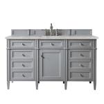 Brittany 60IN Single Vanity Urban Gray w/ 3 CM Victorian Silver Silestone Top