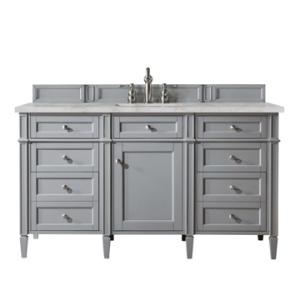 Brittany 60IN Single Vanity Urban Gray w/ 3 CM Victorian Silver Silestone Top