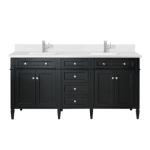 Brittany 72IN Double Vanity Black Onyx w/ Single Hole 3 CM White Zeus Silestone Top & Backsplash