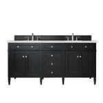Brittany 72IN Double Vanity Black Onyx w/ 3 CM Lime Delight Silestone Top