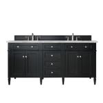 Brittany 72IN Double Vanity Black Onyx w/ 3 CM Victorian Silver Silestone Top