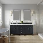 Brittany 72IN Double Vanity Black Onyx w/ 3 CM White Zeus Silestone Top