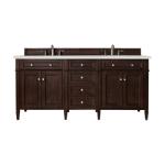 Brittany 72IN Double Vanity Burnished Mahogany w/ 3 CM Lime Delight Silestone Top