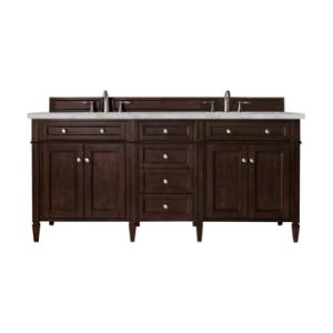 Brittany 72IN Double Vanity Burnished Mahogany w/ 3 CM Victorian Silver Silestone Top