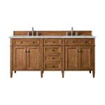 Brittany 72IN Double Vanity Saddle Brown w/ 3 CM Victorian Silver Silestone Top