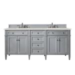 Brittany 72IN Double Vanity Urban Gray w/ 3 CM Lime Delight Silestone Top