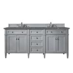 Brittany 72IN Double Vanity Urban Gray w/ 3 CM Parisien Bleu Silestone Top