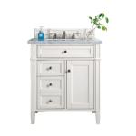 Brittany 30IN Single Vanity Bright White w/ 3 CM Carrara Marble Top