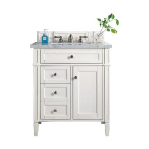 Brittany 30IN Single Vanity Bright White w/ 3 CM Carrara Marble Top