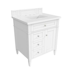 Brittany 30IN Single Vanity Bright White w/ 3 CM White Zeus Silestone Top