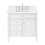 Brittany 36IN Single Vanity Bright White w/ 3 CM White Zeus Silestone Top