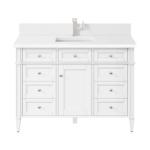 Brittany 48IN Single Vanity Bright White w/ Single Hole 3 CM White Zeus Silestone Top & Backsplash