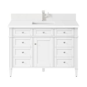 Brittany 48IN Single Vanity Bright White w/ Single Hole 3 CM White Zeus Silestone Top & Backsplash