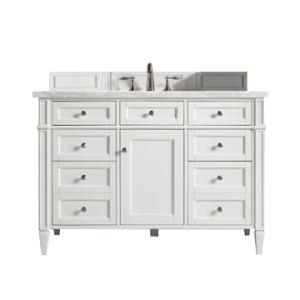 Brittany 48IN Single Vanity Bright White w/ 3 CM Carrara Marble Top