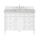 Brittany 48IN Single Vanity Bright White w/ 3 CM Victorian Silver Silestone Top