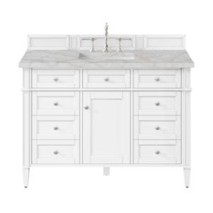 Brittany 48IN Single Vanity Bright White w/ 3 CM Victorian Silver Silestone Top