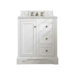 De Soto 30IN Single Vanity Bright White w/ 3 CM Victorian Silver Silestone Top