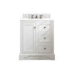 De Soto 30IN Single Vanity Bright White w/ 3 CM White Zeus Silestone Top