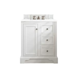 De Soto 30IN Single Vanity Bright White w/ 3 CM White Zeus Silestone Top